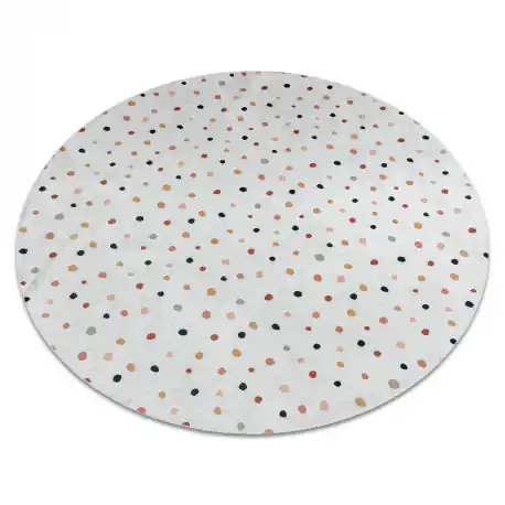 Tappeto lavabile BAMBINO 47890 cerchio Punti per bambini antiscivolo - bianca / marrone