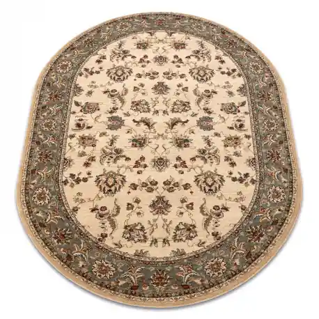 Tappeto di lana POLONIA ovale MADRAS fiori gelsomino 2 verde