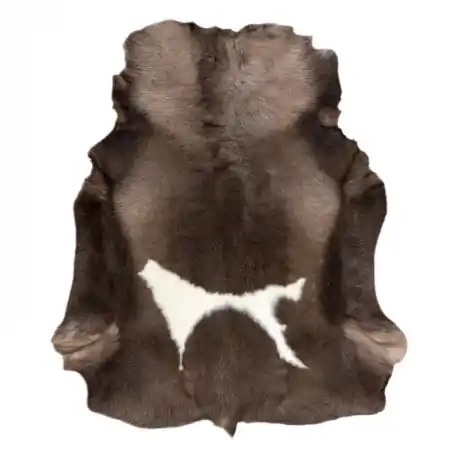 Tappeto RENIFER - pelle naturale, decorativa, copriletto - premium POK006 marrone / bianco