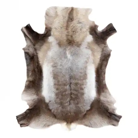 Tappeto RENIFER - pelle naturale, decorativa, copriletto - premium POK009 marrone / grigio