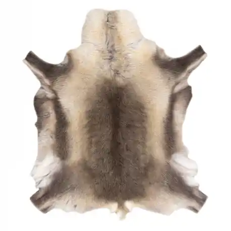 Tappeto RENIFER - pelle naturale, decorativa, copriletto - premium POK012 grigio / beige