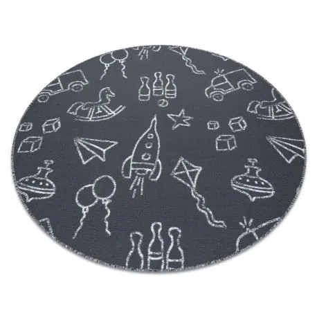 Tappeto per bambini TOYS cerchio Giocattoli, divertimento - grigio