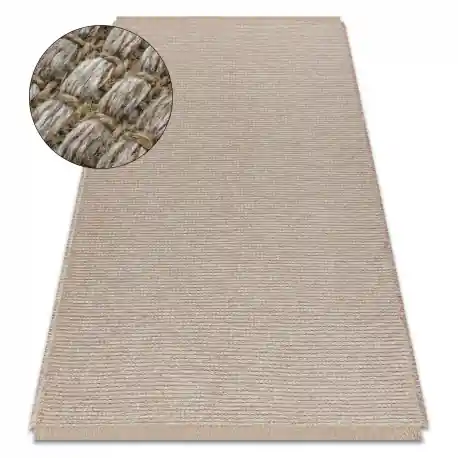 Tappeto JUTA 3652 beige / grigio un colore - juta, tessitura piatta, frange