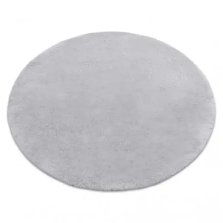 Tappeto TEDDY Shaggy cerchio grigio molto spesso, peluche, antiscivolo, lavabile