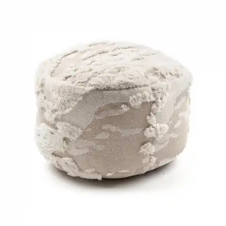 Puff CILINDRO 50 x 50 x 50 cm Boho 22331 poggiapiedi, sedile di lana beige / crema