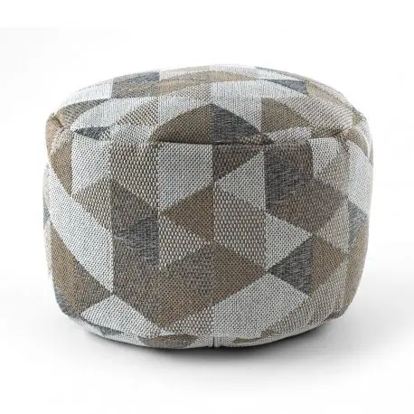Puff CILINDRO 50 x 50 x 50 cm Pouf Boho 2816 poggiapiedi, sedile di lana, crema / taupe