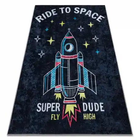 Tappeto lavabile JUNIOR 52069.801 Razzo spaziale per bambini antiscivolo - noir