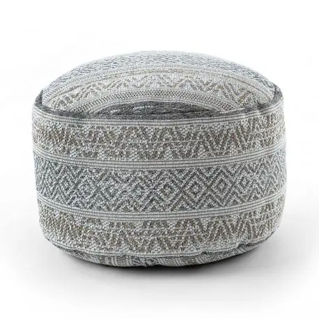 Puff CILINDRO 50 x 50 x 50 cm Pouf Boho 2806 poggiapiedi, sedile di lana, crema / taupe