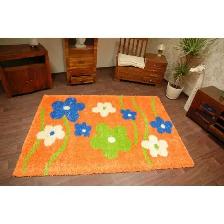 TAPPETO SHAGGY FIORI 095 arancione