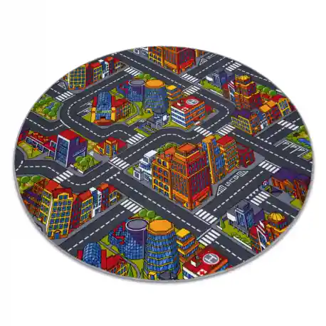 Tappeto kids VIUZZE BIG CITY cerchio grigio