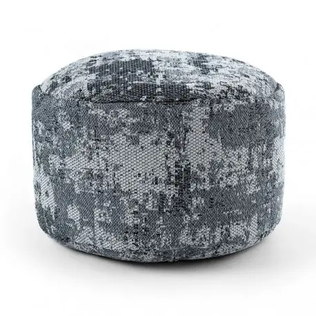 Puff CILINDRO 50 x 50 x 50 cm Pouf Boho 2809 poggiapiedi, sedile di lana, grigio chiaro / antracite