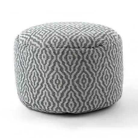 Puff CILINDRO 50 x 50 x 50 cm Pouf Boho 22084 poggiapiedi, sedile di lana antracite / crema