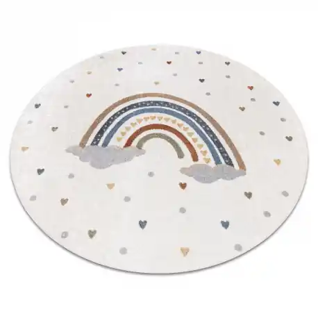 Tappeto BONO 724 cerchio RAINBOW HEART crema/grigio chiaro - PRODOTTO DI SECONDO GRADO