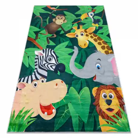 Tappeto lavabile BAMBINO 2705 Animali, Africa per bambini antiscivolo - verde / marrone