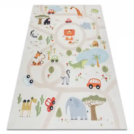 Tappeto lavabile BAMBINO 1165 Zoo per bambini antiscivolo beige - PRODOTTO DI SECONDO GRADO