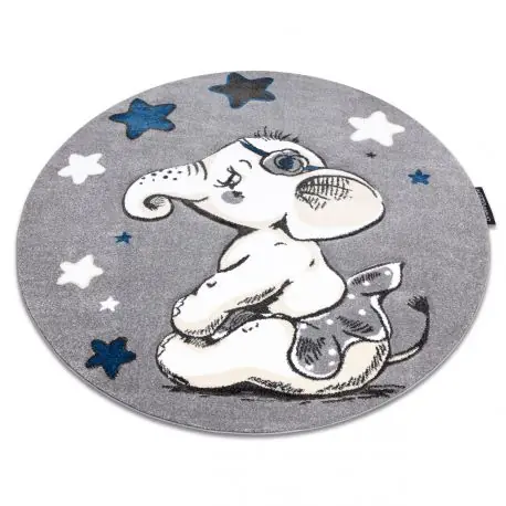 Tappeto PETIT L'ÉLÉPHANT ELEFANTE STELLA cerchio grigio