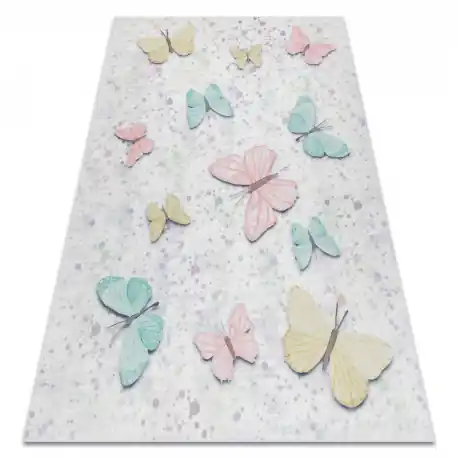 Tappeto lavabile BAMBINO 1610 Farfalle per bambini antiscivolo - crema - PRODOTTO DI SECONDO GRADO