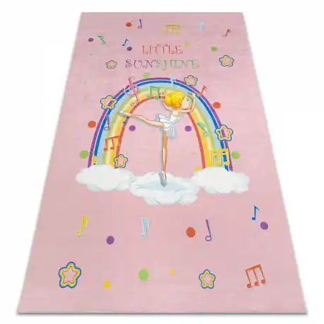 Tappeto lavabile BAMBINO 41870 Ballerina, arcobaleno per bambini antiscivolo - rosa