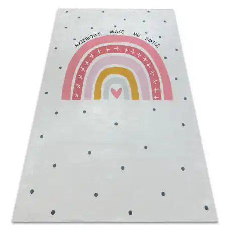 Tappeto lavabile BAMBINO 47810 Arcobaleno, punti per bambini antiscivolo - bianca / rosa