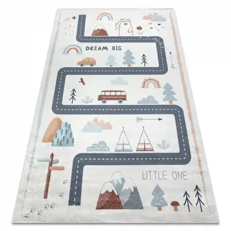 Tappeto lavabile BAMBINO 46980 Foresta, strade per bambini antiscivolo - bianca / verde