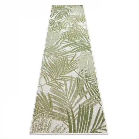 Tappeto SIZAL SION tappeti passatoie, foglie di palma, tropicale 2837 tessuto piatto ecru / verde