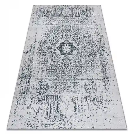 Tappeto lavabile ANDRE 1072 Rosone, vintage antiscivolo - bianco / nero