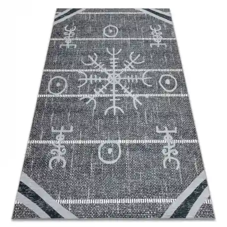 Tappeto ANTIKA 118 tek, azteco moderno, lavabile - grigio
