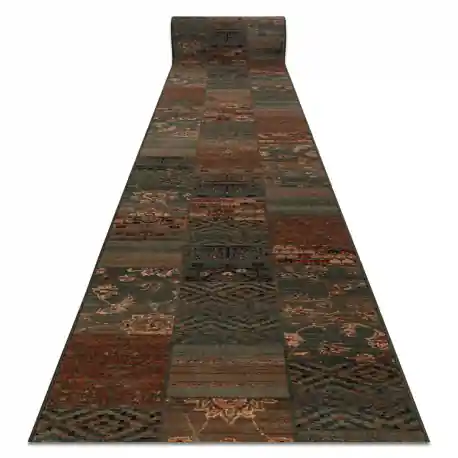 Passatoia in lana KASHQAI 4327/400 orientale, Patchwork verde