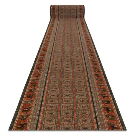 Passatoia in lana KASHQAI 4301/501 orientale, cornice verde / terracotta