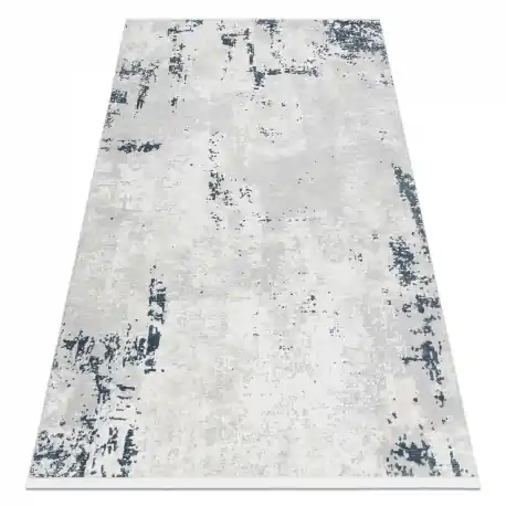 Tappeto moderno DUKE 51378 panna / blu - Cemento, pietra strutturata, molto morbida, frange