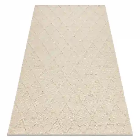 Tappeto in lana TAHAR 99001B crema - TESSUTO A MANO, rombi, boho