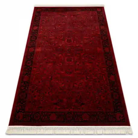 ORIENT 5125 tappeto bordeaux / nero Cornice, classico, ornamento, con frange