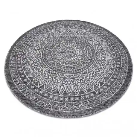 Tappeto DI SPAGO SIZAL LOFT 21207 Rosone BOHO Cerchio avorio/argento/grigio