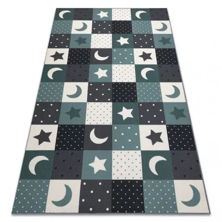 Tappeto per bambini STARS stelle turchese / grigio