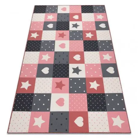 Tappeto per bambini STARS stelle rosa / grigio