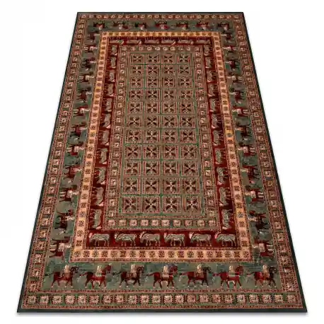 Tappeto di lana KASHQAI 4301 401 orientale, cornice verde / terracotta