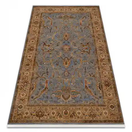 Tappeto in lana KESHAN frange, Telaio orientale 7875/53544 beige / bleu