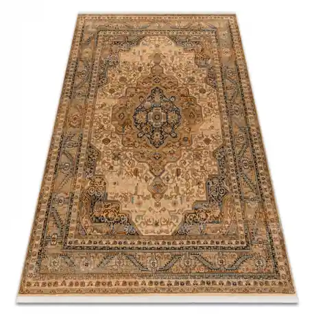 Tappeto in lana KESHAN frange, Ornamento, telaio orientale 8995/53565 beige / bleu