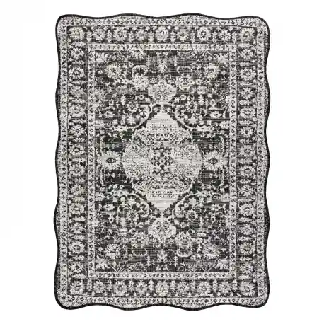 Tappeto in sisal ORGANIC 2762 Ornamento, cadre nero / ecru – moderno, forma irregolare