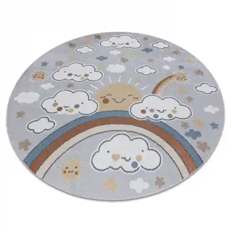 Tappeto BONO 8437 cerchio Nuvole, cielo, grigio chiaro / crema