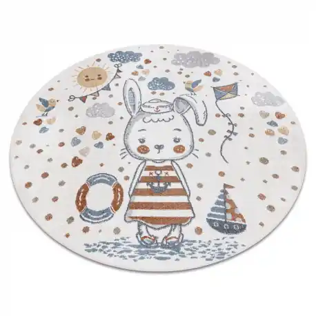 Tappeto BONO 8441 cerchio Coniglietto marinaio crema / blu