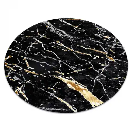 Tappeto ALLURE 1963 cerchio Marmo - Strutturale, elegante, glamour nero / oro