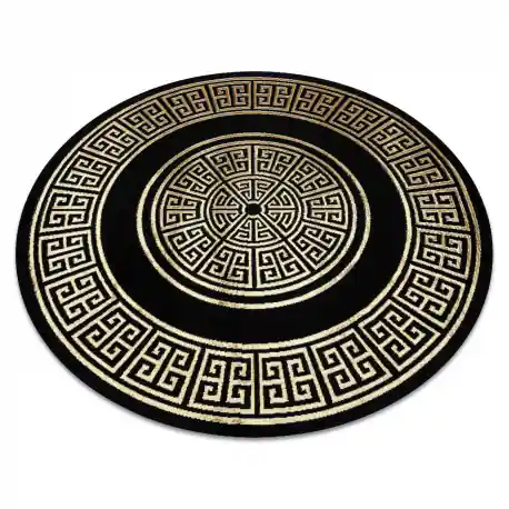 Tappeto ALLURE 1968 cerchio Chiave greca, telaio - Strutturale, elegante, glamour nero / oro