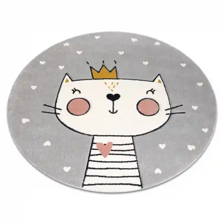 Tapis KIDDO 6106 cerchio grigio chiaro / bianco gattino, corona pour enfants, sensoriel