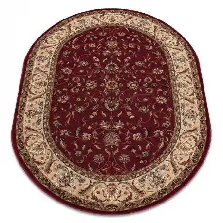 Tappeto di lana OMEGA ovale ARIES fiori rubino