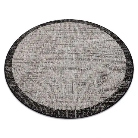 TAPPETO DI SPAGO SIZAL FLOORLUX Cerchio 20401 Telaio argento / nero
