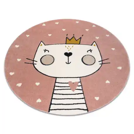 Tapis KIDDO 6106 cerchio rosa chiaro / bianco gattino, corona pour enfants, sensoriel
