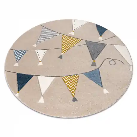 Tapis KIDDO 9426 cerchio beige / bianco triangoli, festa, pour enfants, sensoriel
