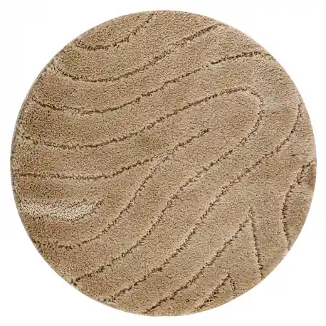 Tappeto da bagno SUPREME cerchio WAVES, cerchio, antiscivolo, morbido - beige