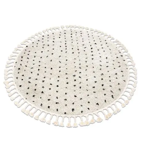 Tappeto BERBER SYLA B752 cerchio puntini crema Frange berbero marocchino shaggy